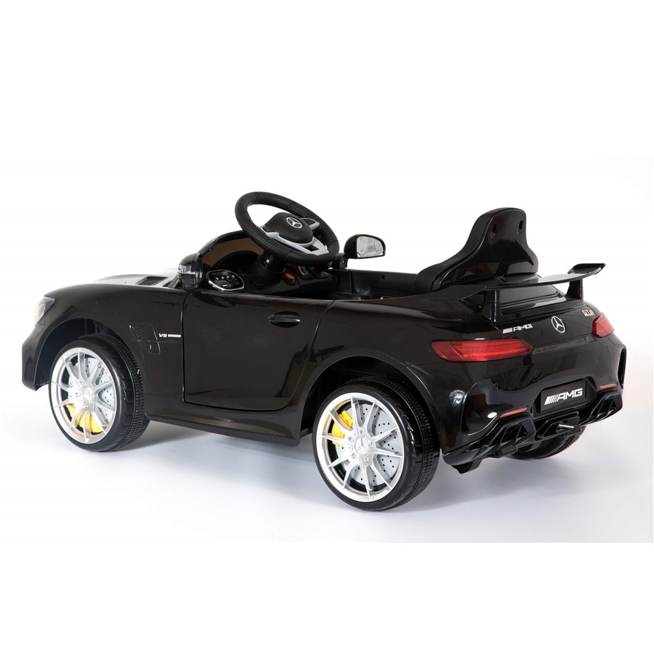 מרצדס GTR ספורט שחורה ממונעת לילדים עם שלט וגלגלי גומי אמיתיים 12 וולט — תמונה 6