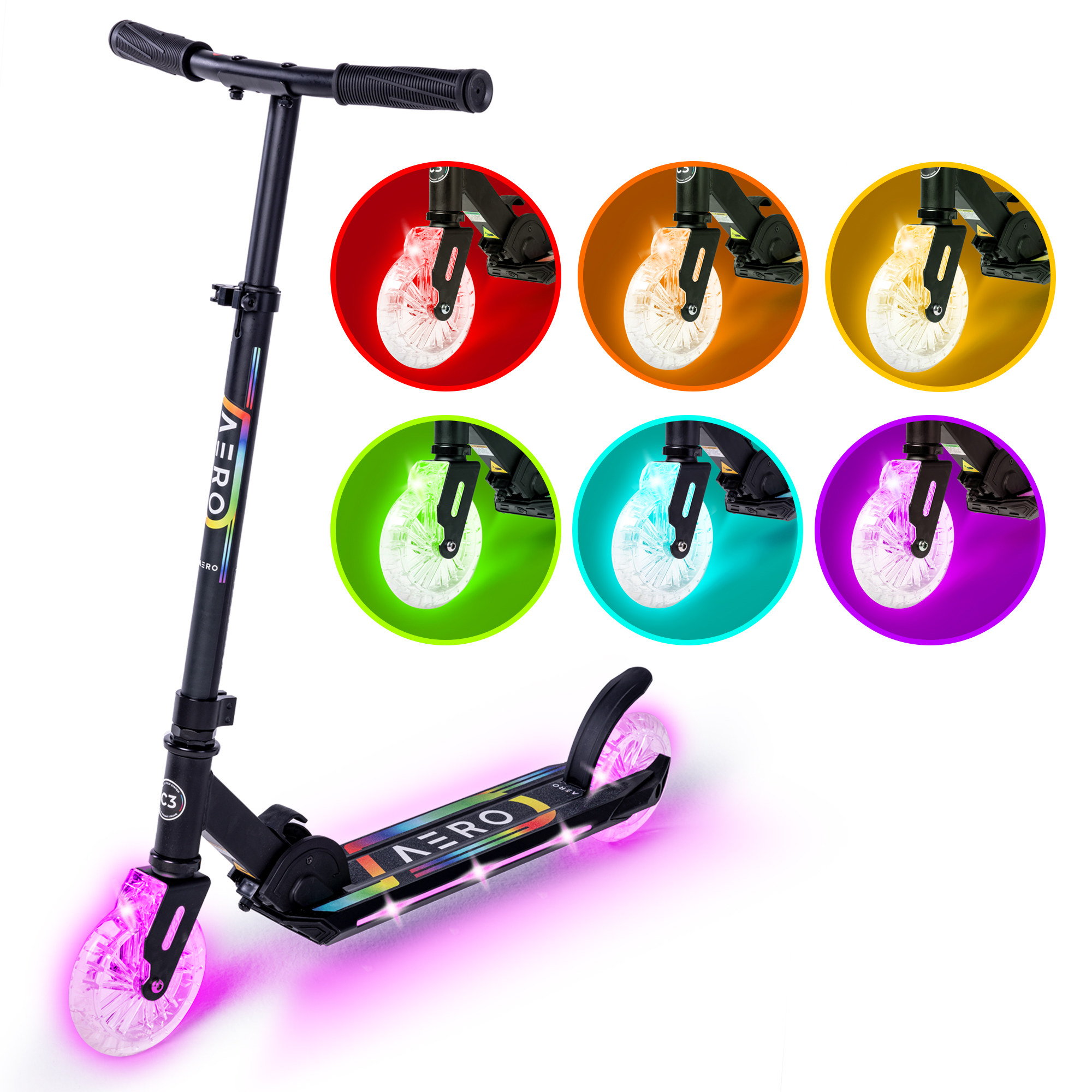 קורקינט AERO BIG LIGHT - ארו ביג לייט קורקינט לילדים ונוער עם תאורה מטריפה — תמונה 4