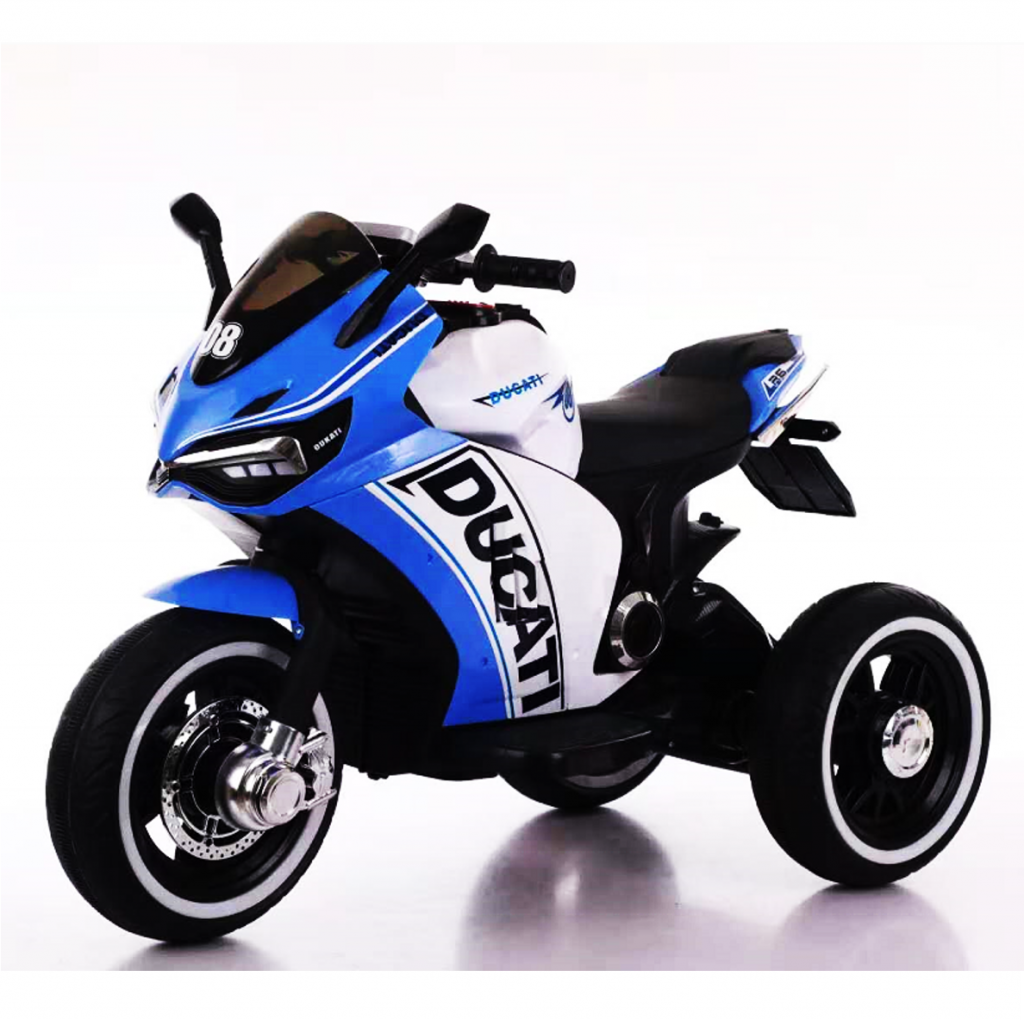 אופנוע 3 גלגלים דוקאטי ממונע לילדים 6 וולט 2 מנועים כחול