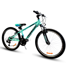 אופני הרים טורנדו M7 ירוק תכלת – אופני הילוכים מאלומיניום לילדים נוער ובוגרים