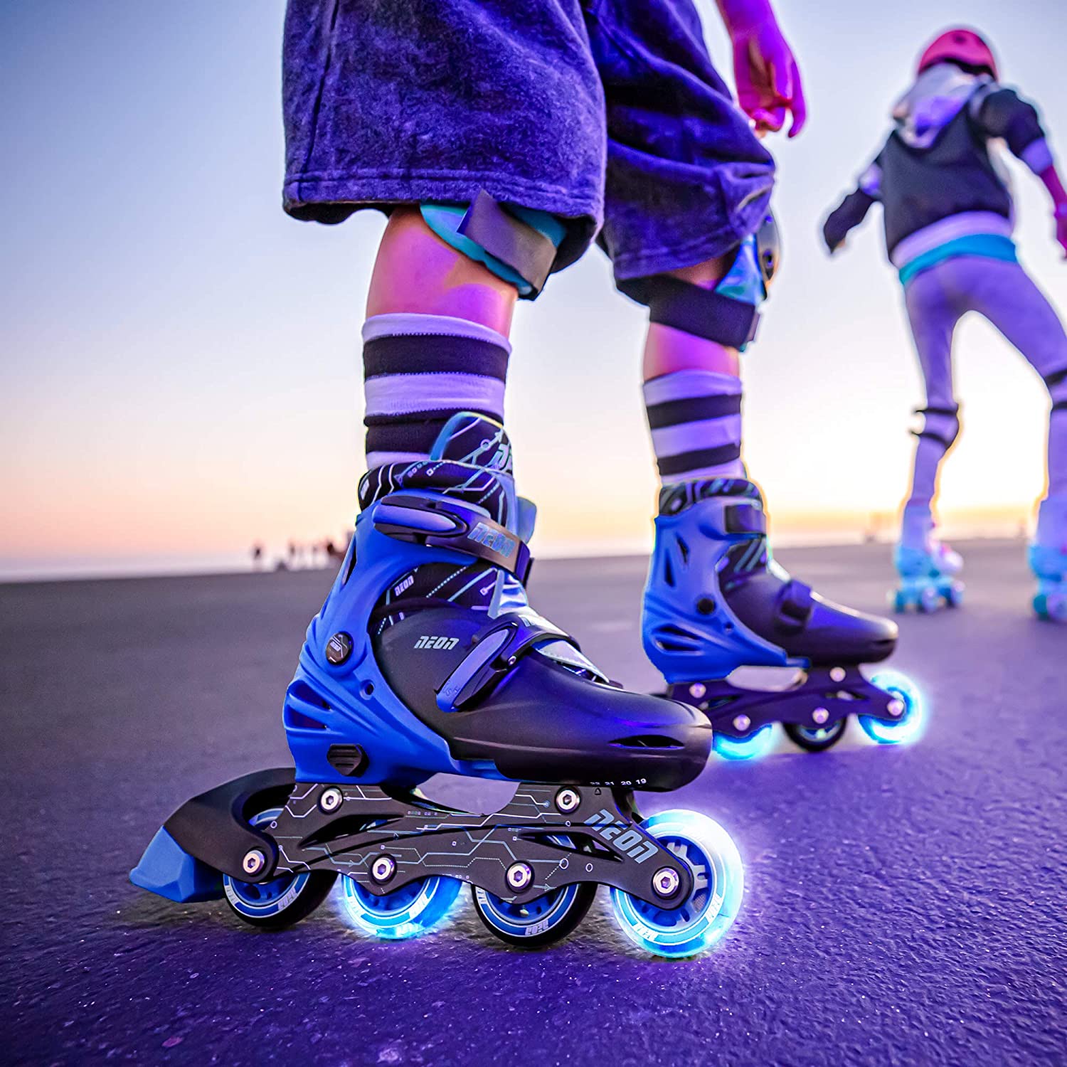 רולרבליידס וסקטים 2 ב-1 קומבו דגם נאון NEON כחול - 34-37 — תמונה 5