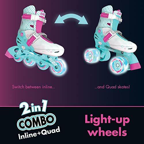 רולרבליידס וסקטים 2 ב-1 קומבו דגם נאון NEON תכלת ורוד - 30-33 — תמונה 4