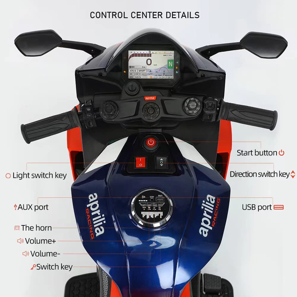 אופנוע אפריליה RSV4 ממונע לילדים 24 וולט — תמונה 4