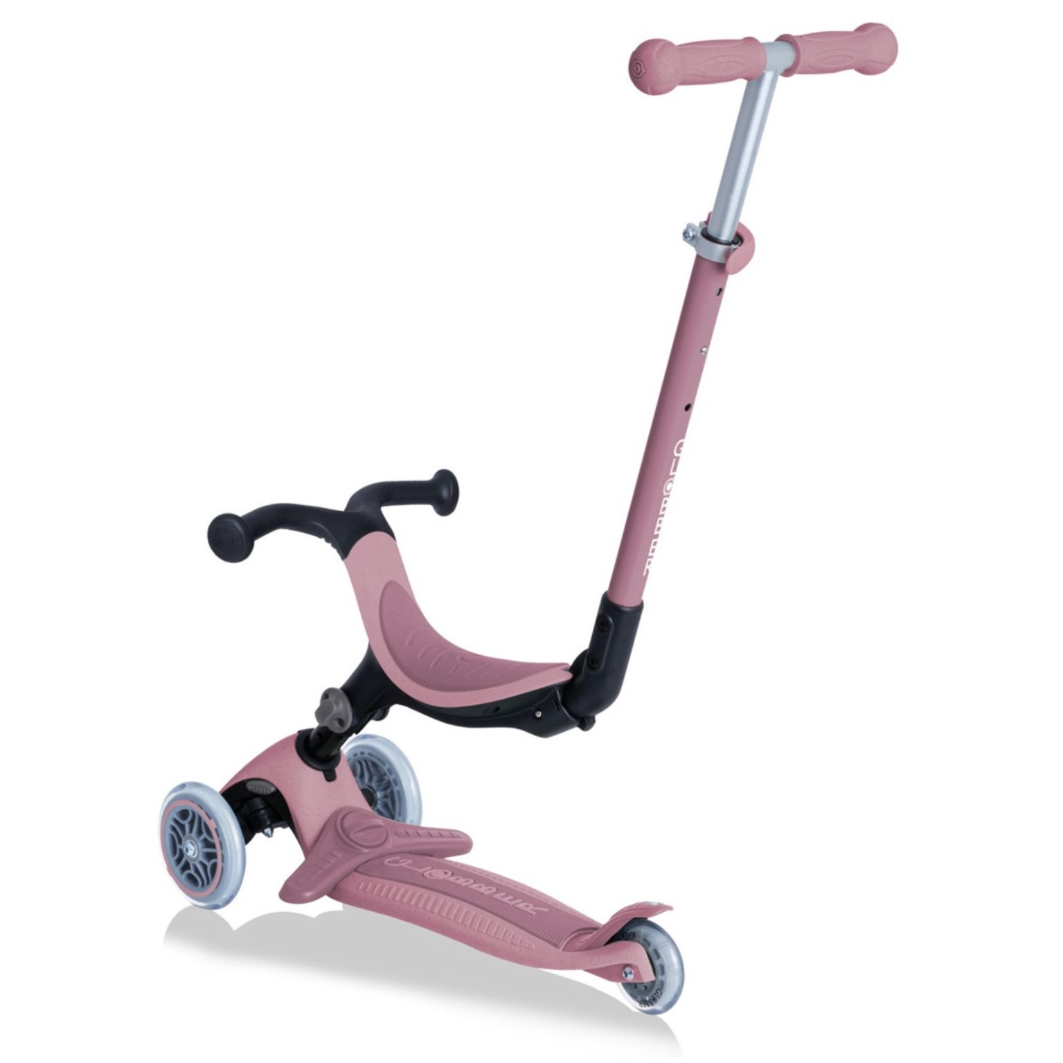 קורקינט GO UP FOLDABLE PLUS GLOBBER מתקפל 3 ב 1 עם מושב וידית דחיפה סדרת ECO - ורוד עתיק גלובר — תמונה 6
