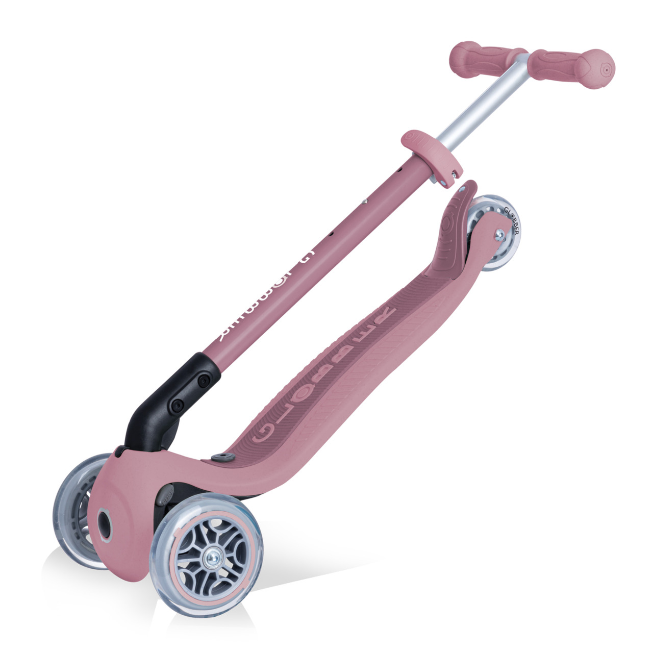 קורקינט GO UP FOLDABLE PLUS GLOBBER מתקפל 3 ב 1 עם מושב וידית דחיפה סדרת ECO - ורוד עתיק גלובר — תמונה 3