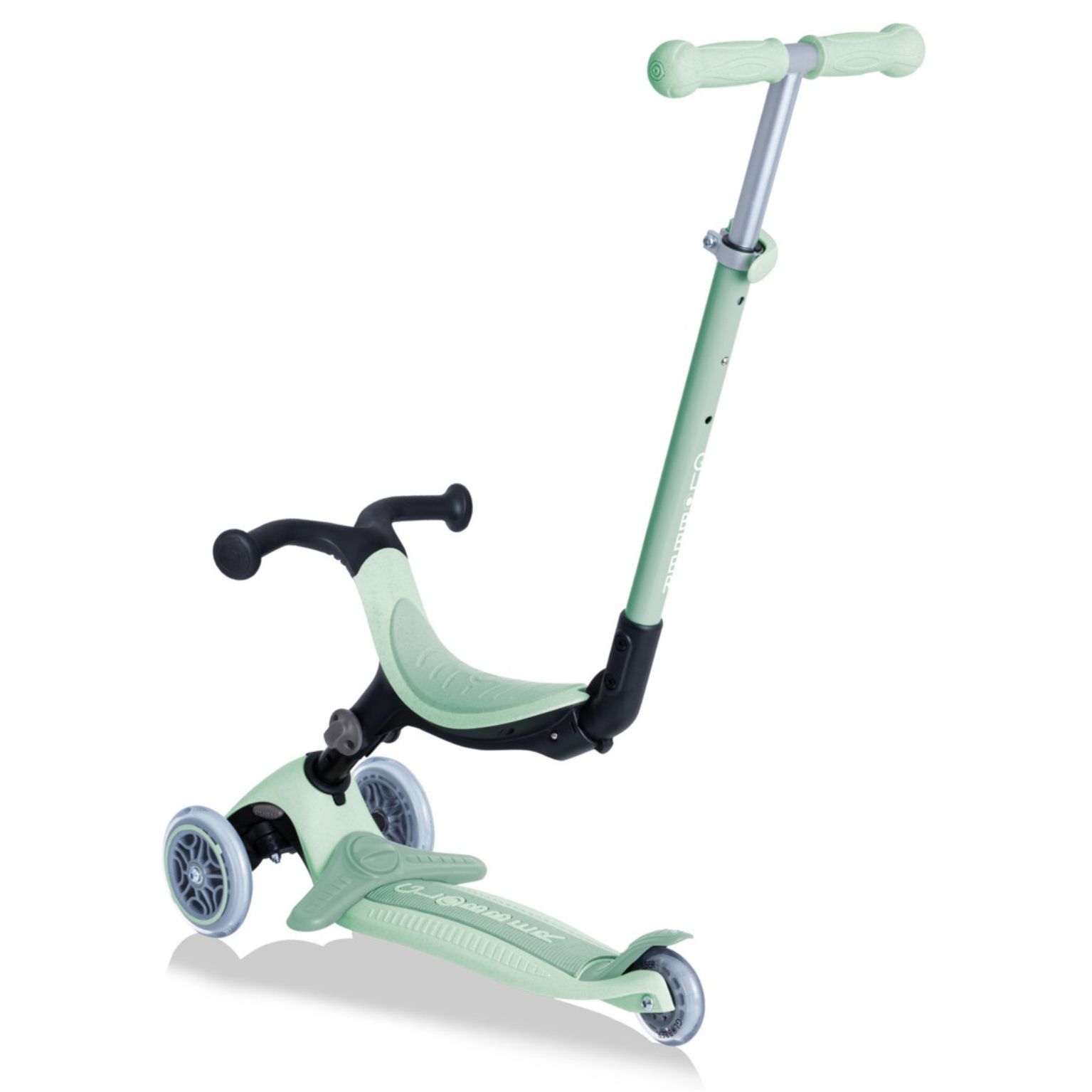 קורקינט GO UP FOLDABLE PLUS GLOBBER מתקפל 3 ב 1 עם מושב וידית דחיפה סדרת ECO - צבע מנטה גלובר — תמונה 2