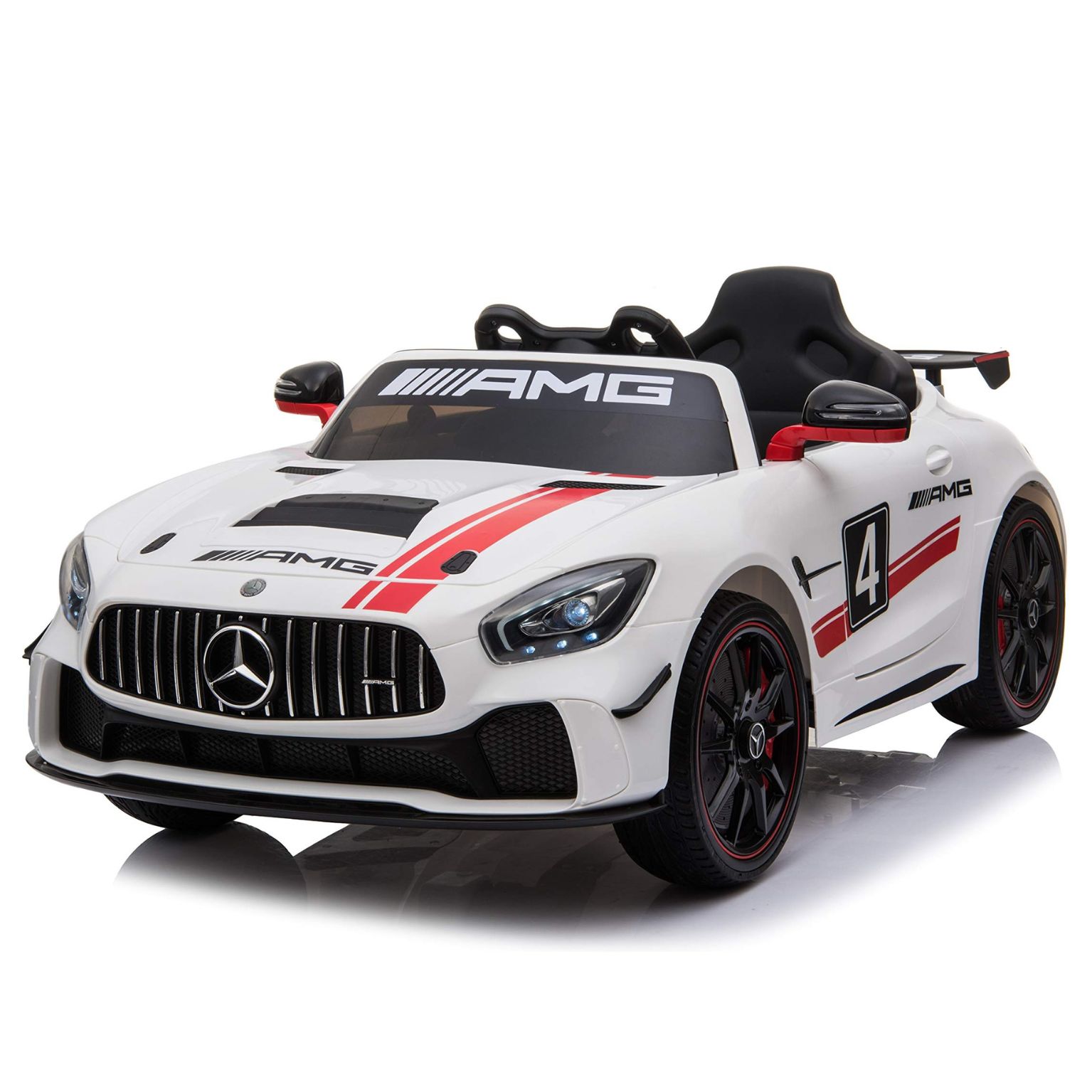 רכב ספורט מרצדס AMG ממונע לילדים עם שלט וגלגלי גומי אמיתיים 12 וולט לבן — תמונה 3