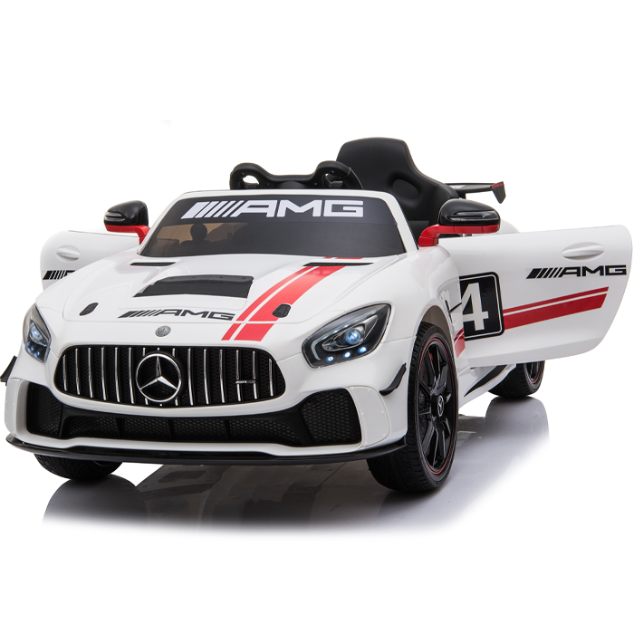 רכב ספורט מרצדס AMG ממונע לילדים עם שלט וגלגלי גומי אמיתיים 12 וולט לבן — תמונה 2