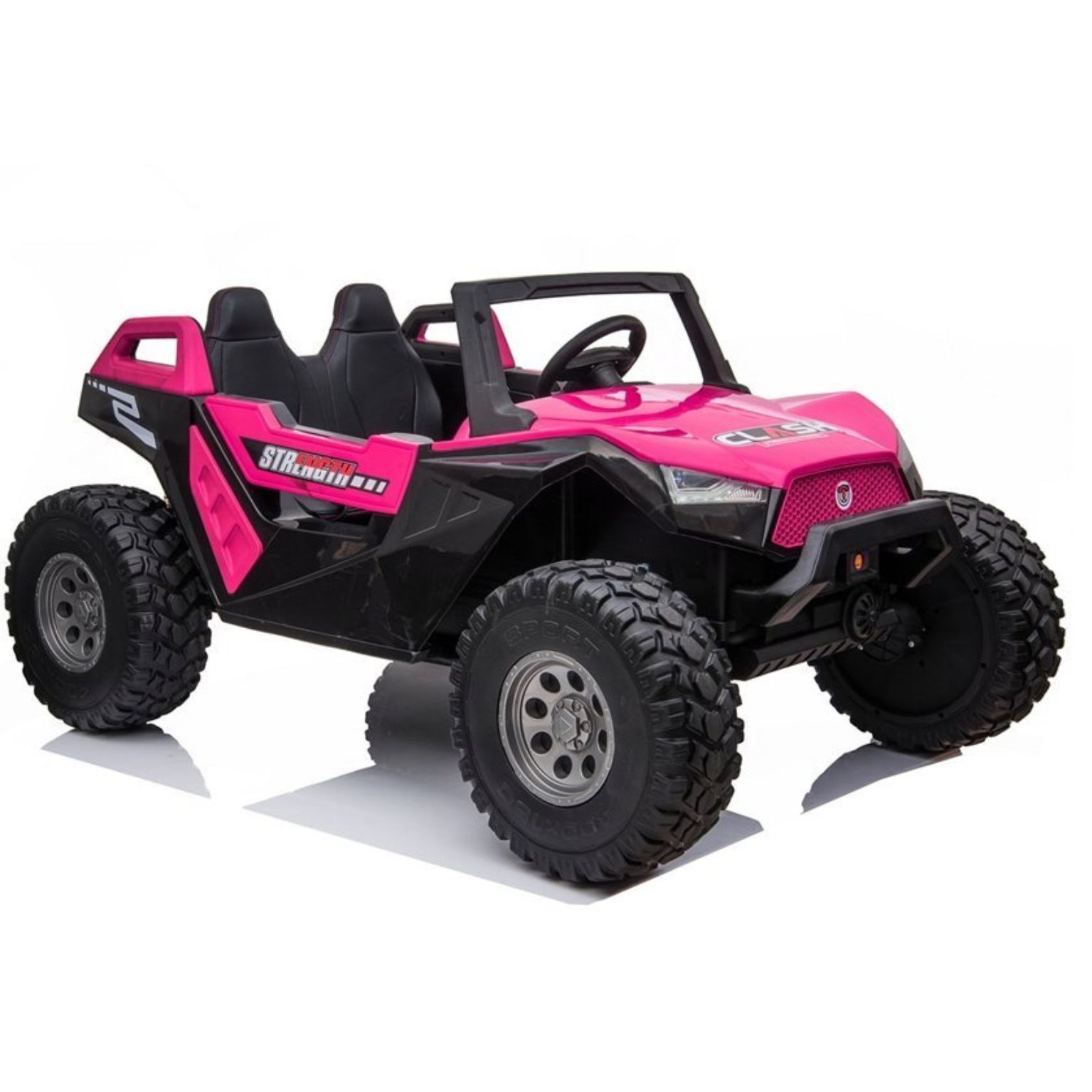 קלאש ב - ג’יפ שטח ממונע 4X4 אמיתי לילדים עם ריפודי עור ושלט חכם – 24 וולט ורוד