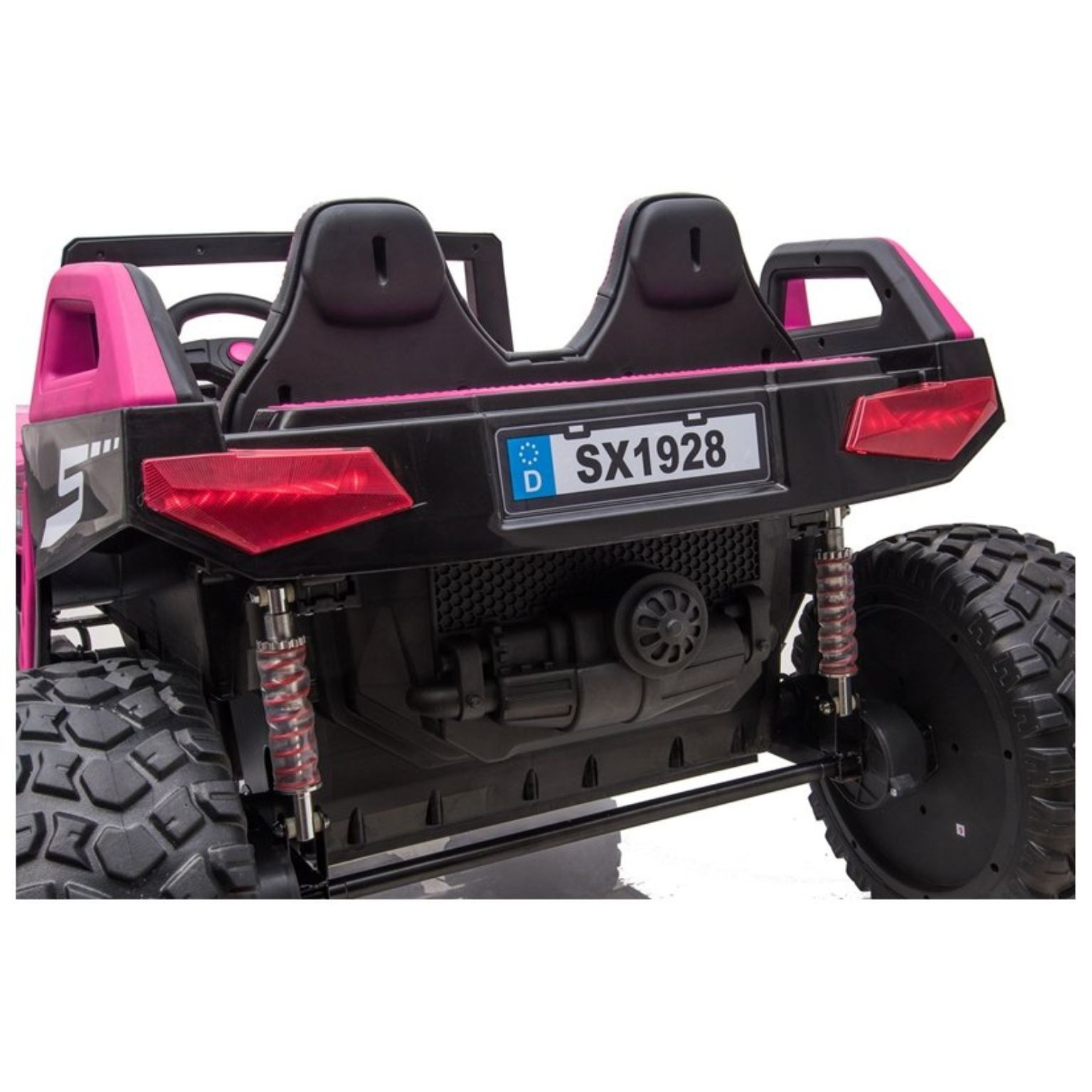 קלאש ב - ג’יפ שטח ממונע 4X4 אמיתי לילדים עם ריפודי עור ושלט חכם – 24 וולט ורוד — תמונה 3