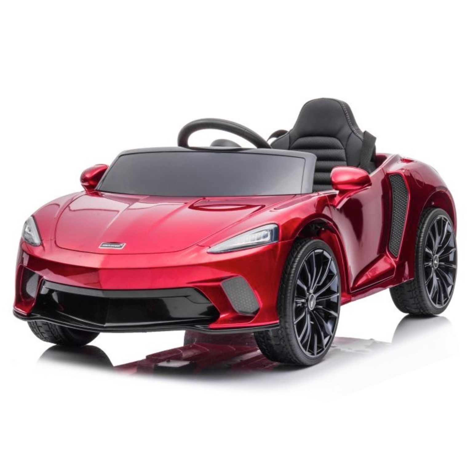 מקלארן GT ספורט אדום מטאלי ממונעת לילדים עם שלט וגלגלי גומי אמיתיים 12 וולט — תמונה 3