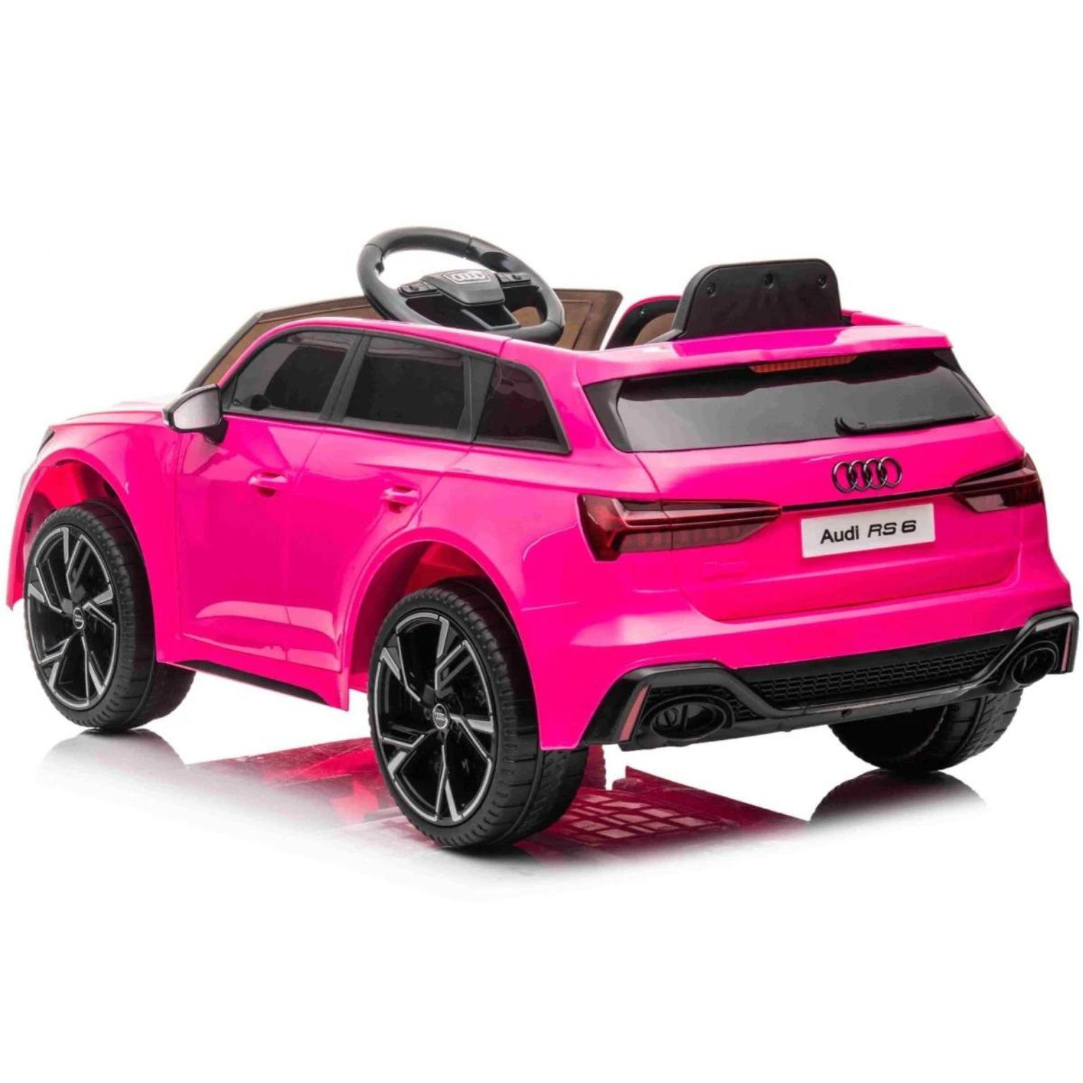 ג'יפ אאודי RS6 ממונע לילדים עם שלט וגלגלי גומי אמיתיים 12 וולט ורוד — תמונה 6