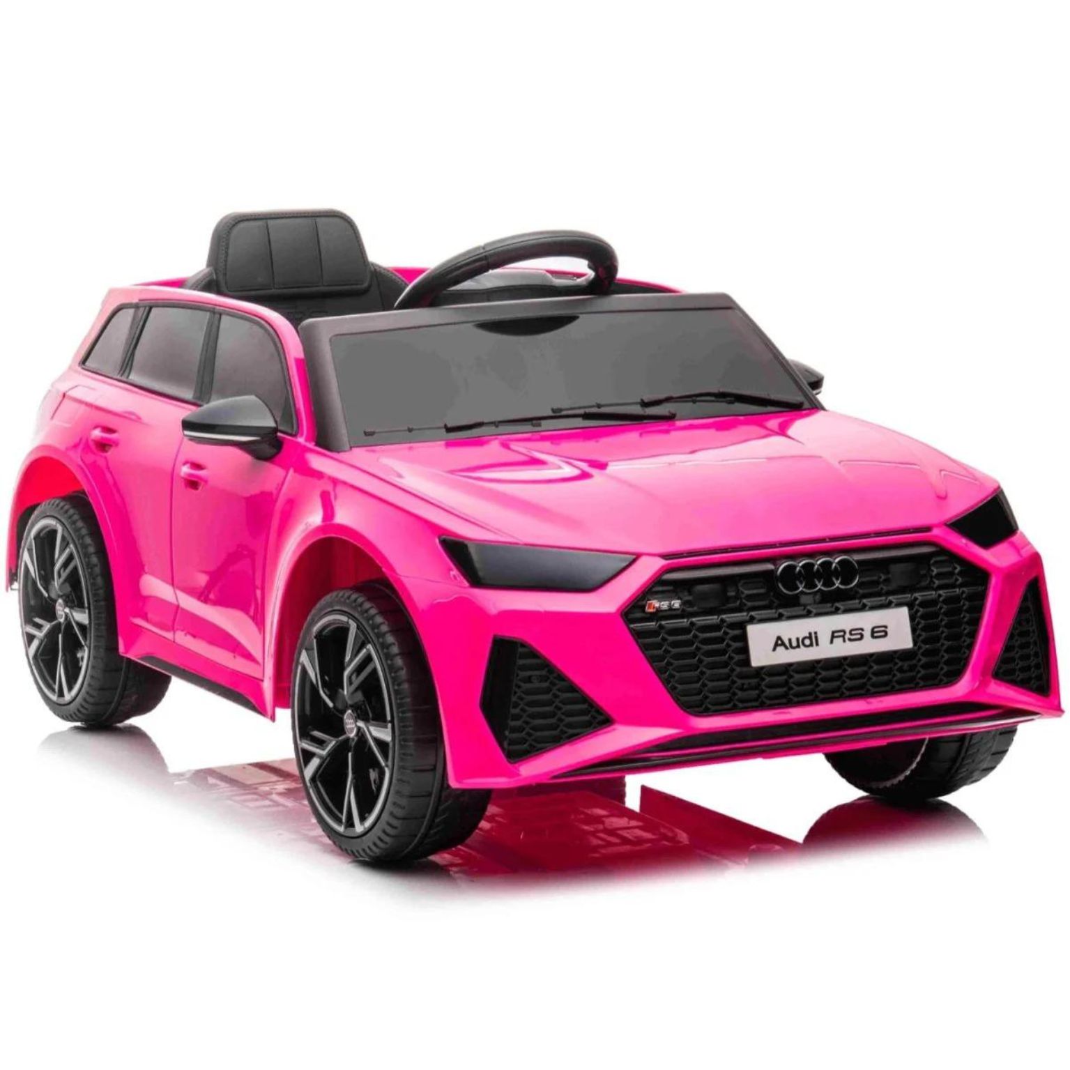 ג'יפ אאודי RS6 ממונע לילדים עם שלט וגלגלי גומי אמיתיים 12 וולט ורוד