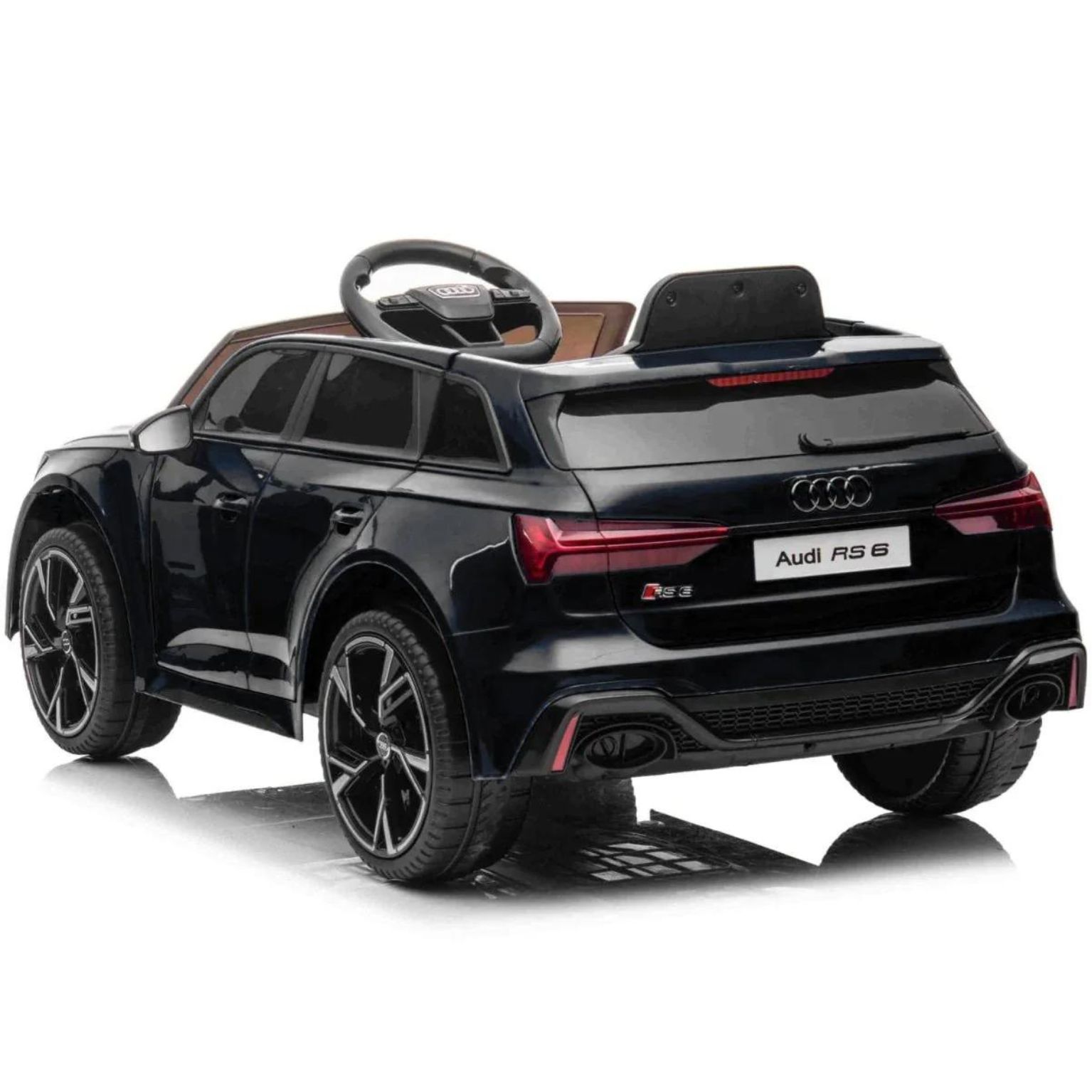 ג'יפ אאודי RS6 ממונע לילדים עם שלט וגלגלי גומי אמיתיים 12 וולט שחור — תמונה 4
