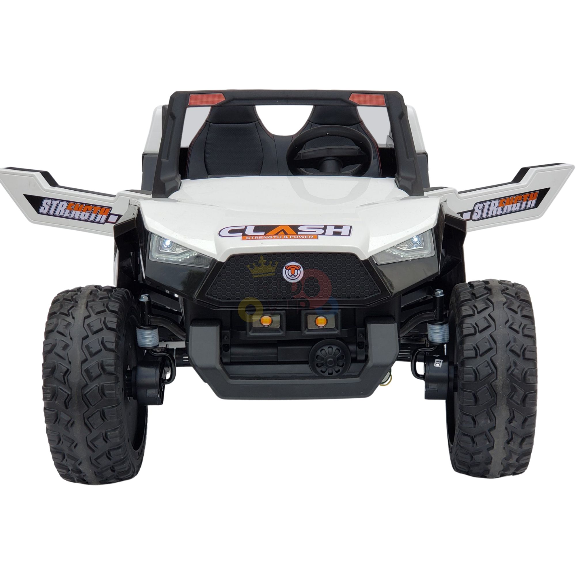 קלאש פרימיום - ג’יפ שטח ממונע 4X4 אמיתי לילדים עם ריפודי עור ושלט חכם – 24 וולט לבן — תמונה 4