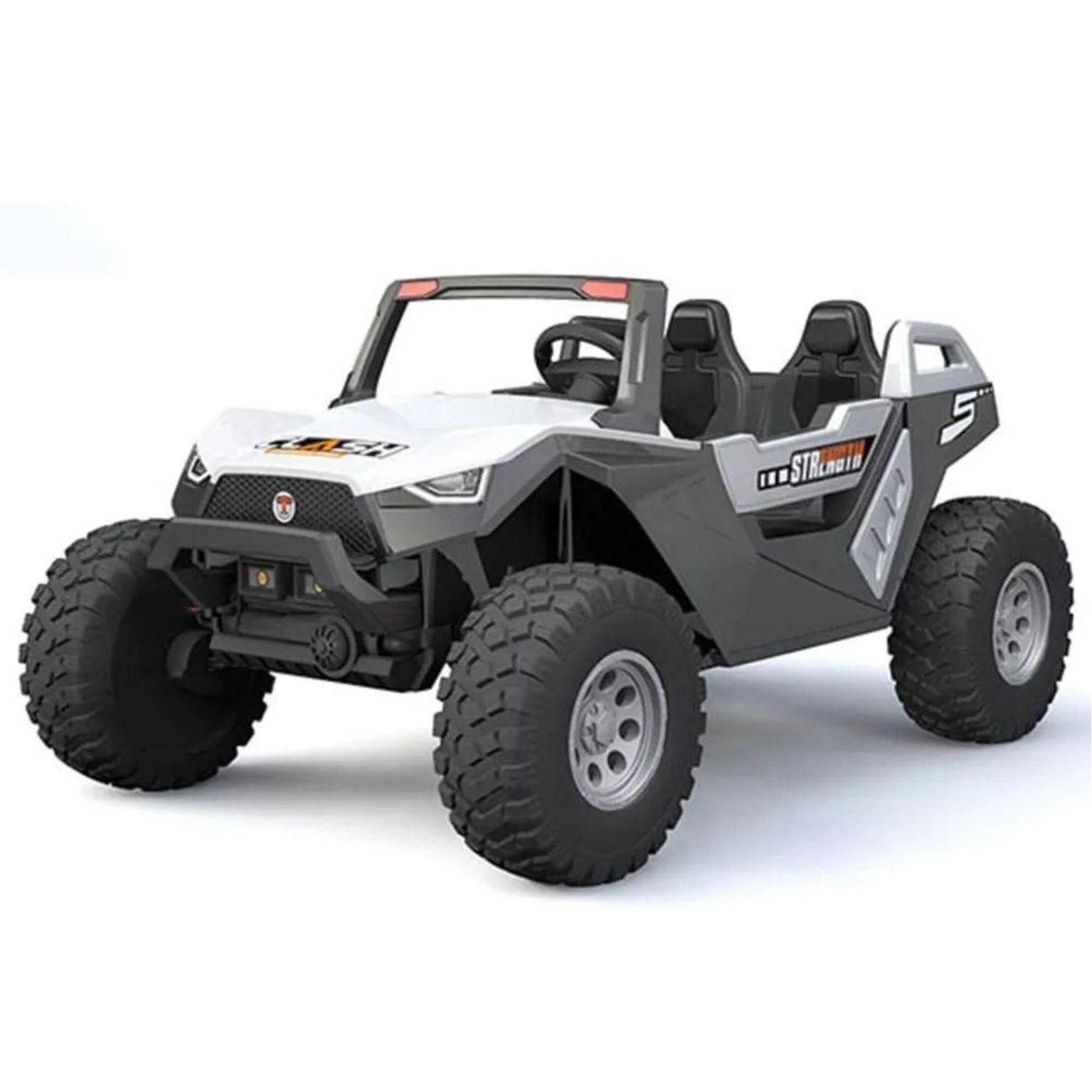 קלאש פרימיום - ג’יפ שטח ממונע 4X4 אמיתי לילדים עם ריפודי עור ושלט חכם – 24 וולט לבן