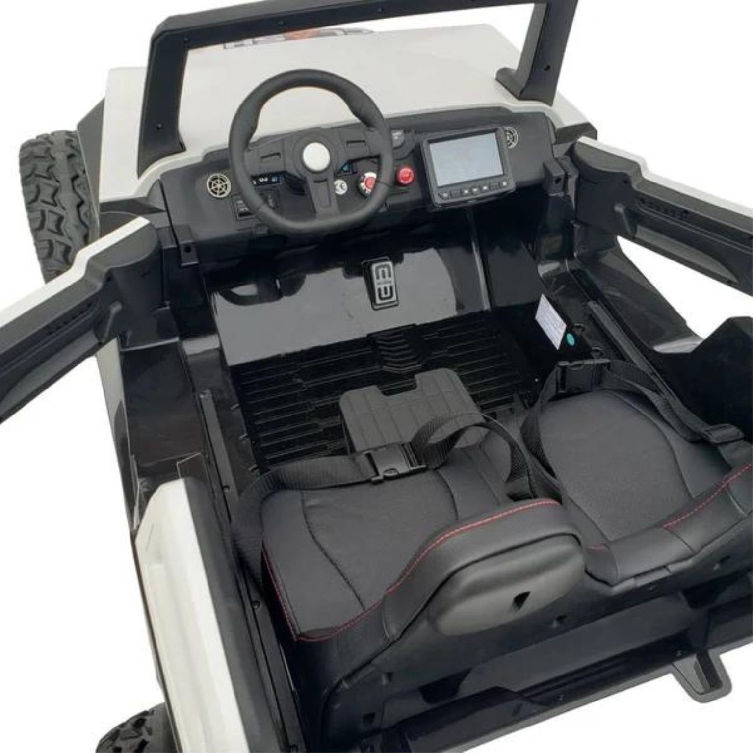 קלאש פרימיום - ג’יפ שטח ממונע 4X4 אמיתי לילדים עם ריפודי עור ושלט חכם – 24 וולט לבן — תמונה 3