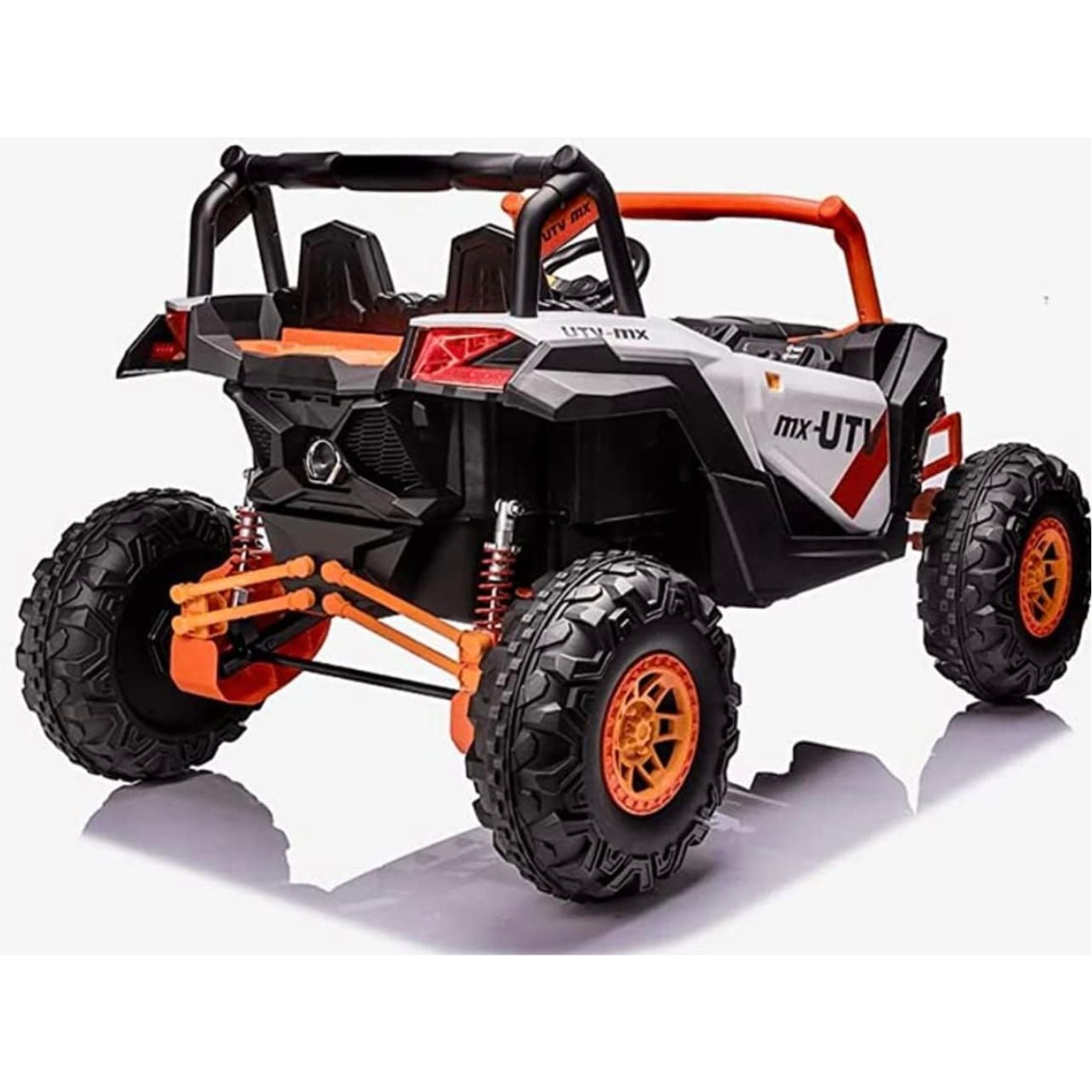 UTV פרימיום - ג’יפ שטח ממונע 4X4 אמיתי לילדים עם ריפודי עור ושלט חכם – 24 וולט כתום — תמונה 3