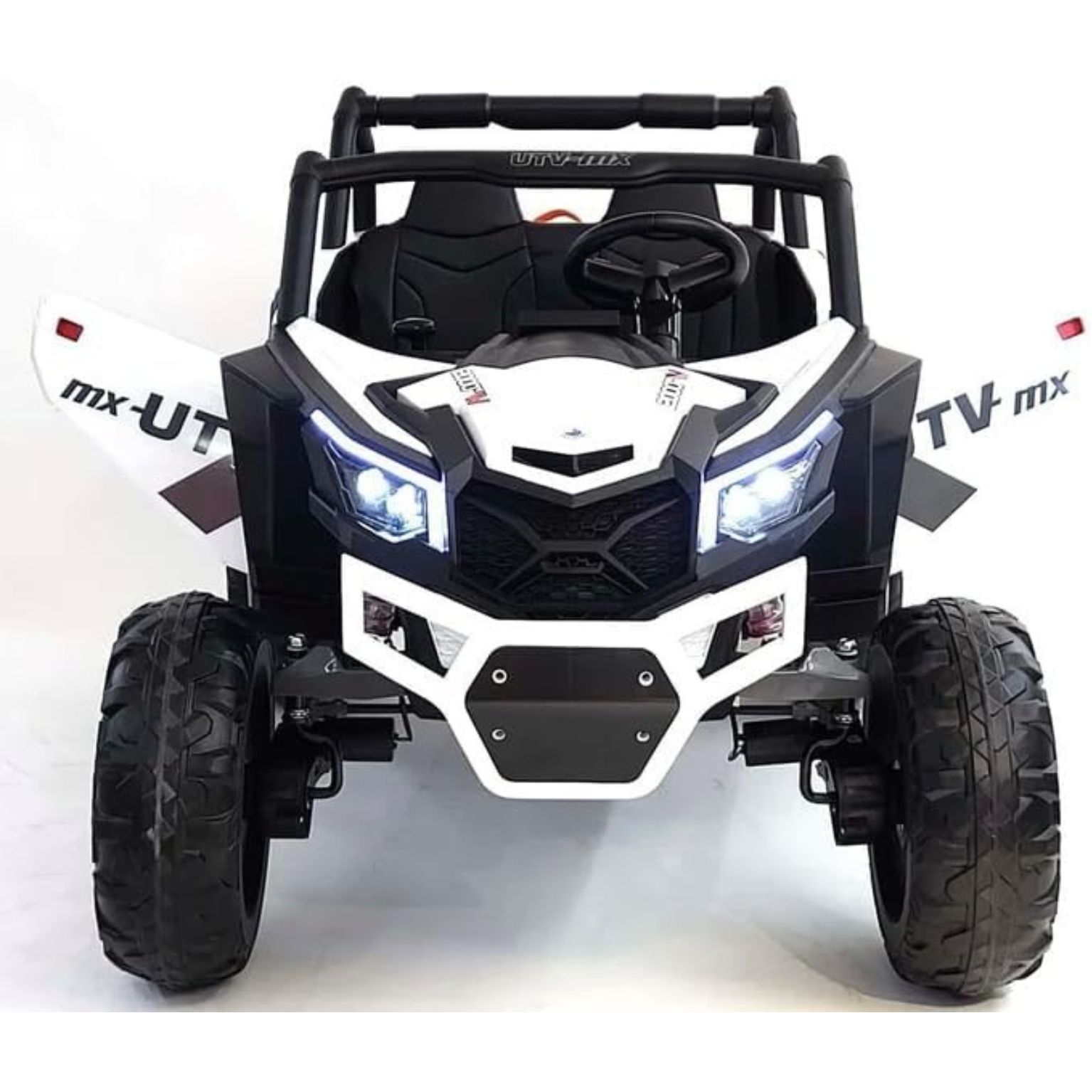 UTV פרימיום - ג’יפ שטח ממונע 4X4 אמיתי לילדים עם ריפודי עור ושלט חכם – 24 וולט לבן — תמונה 4