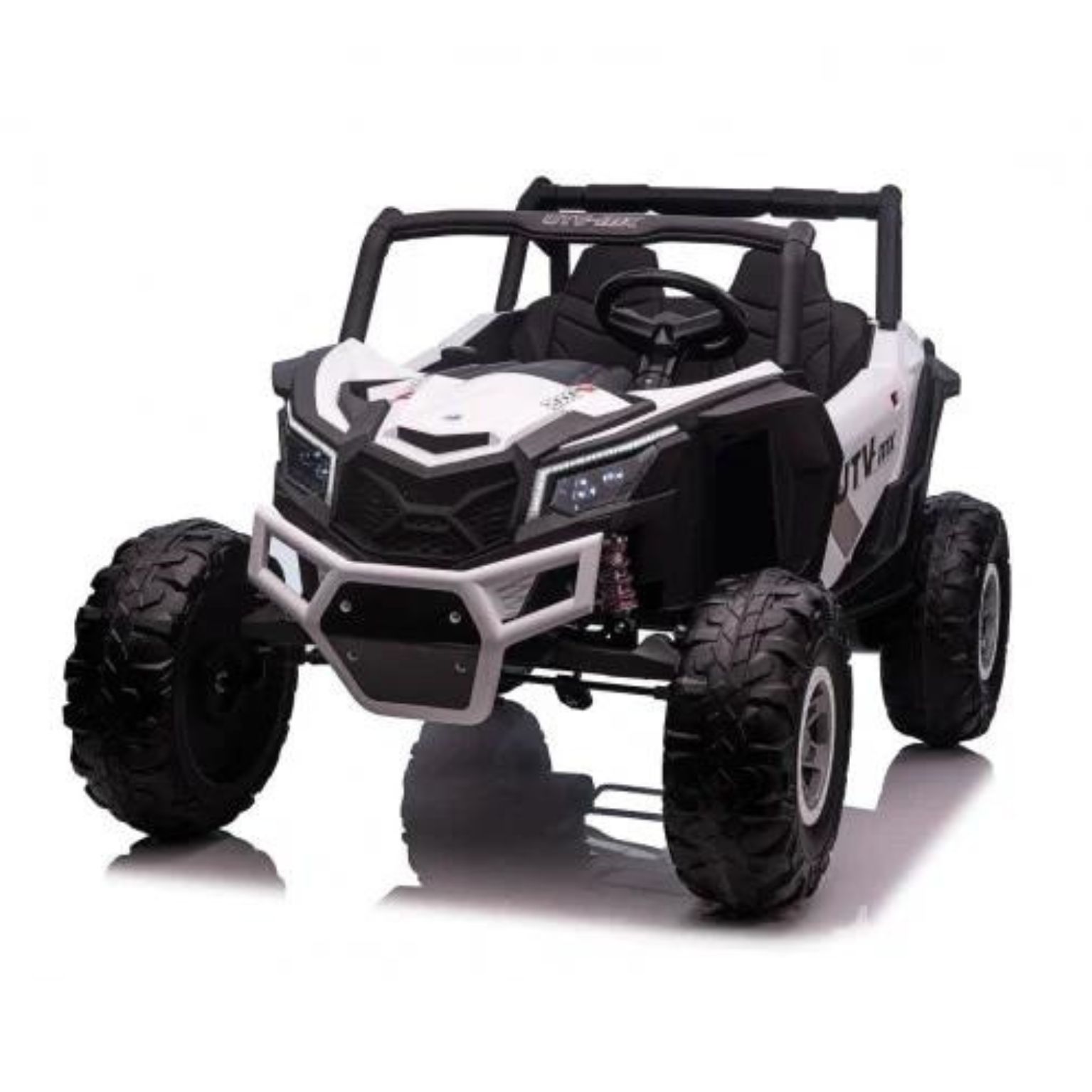 UTV פרימיום - ג’יפ שטח ממונע 4X4 אמיתי לילדים עם ריפודי עור ושלט חכם – 24 וולט לבן — תמונה 2