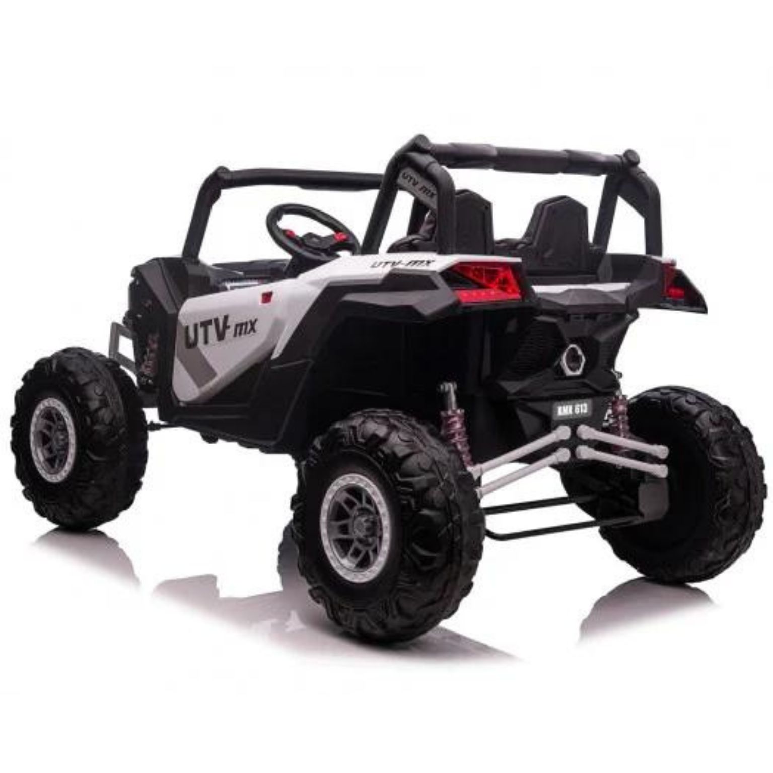 UTV פרימיום - ג’יפ שטח ממונע 4X4 אמיתי לילדים עם ריפודי עור ושלט חכם – 24 וולט לבן — תמונה 3