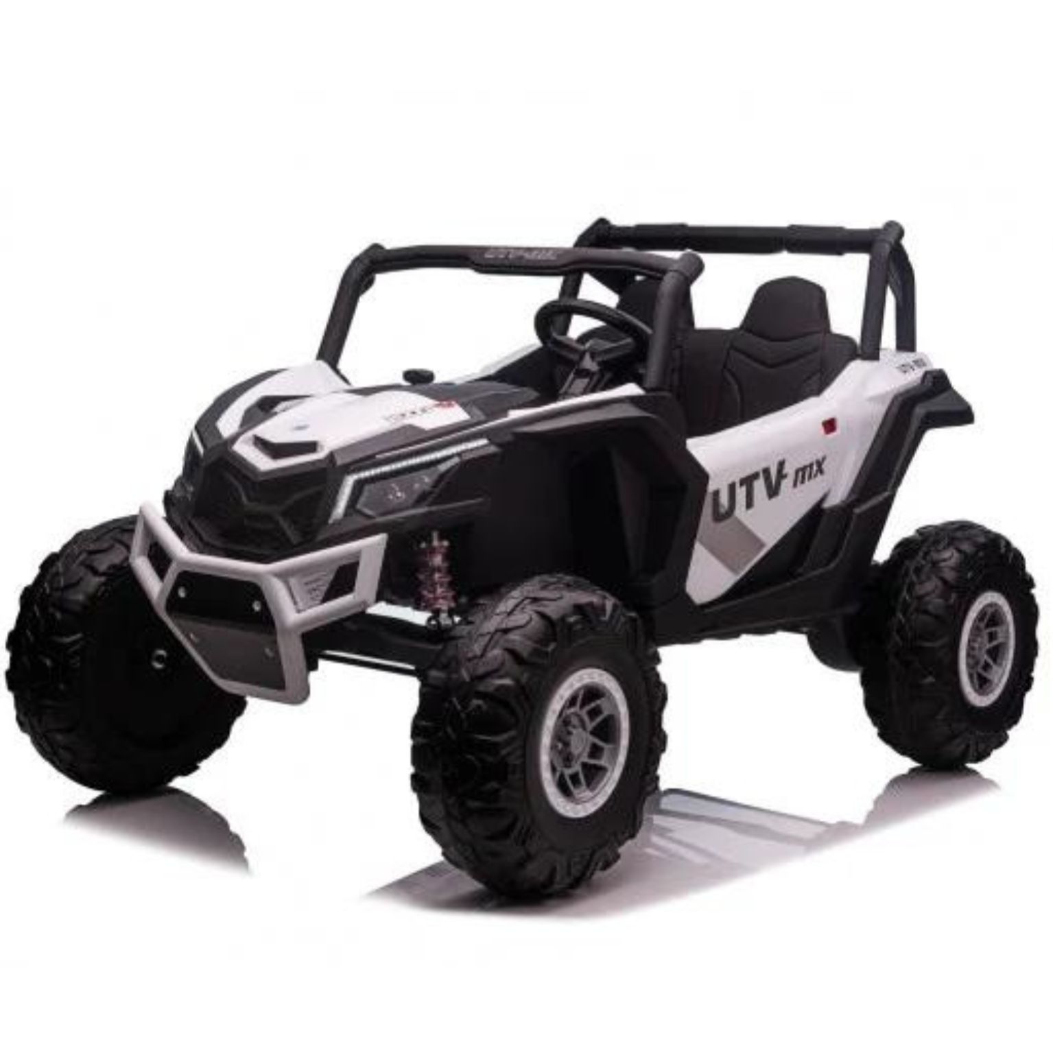 UTV פרימיום - ג’יפ שטח ממונע 4X4 אמיתי לילדים עם ריפודי עור ושלט חכם – 24 וולט לבן