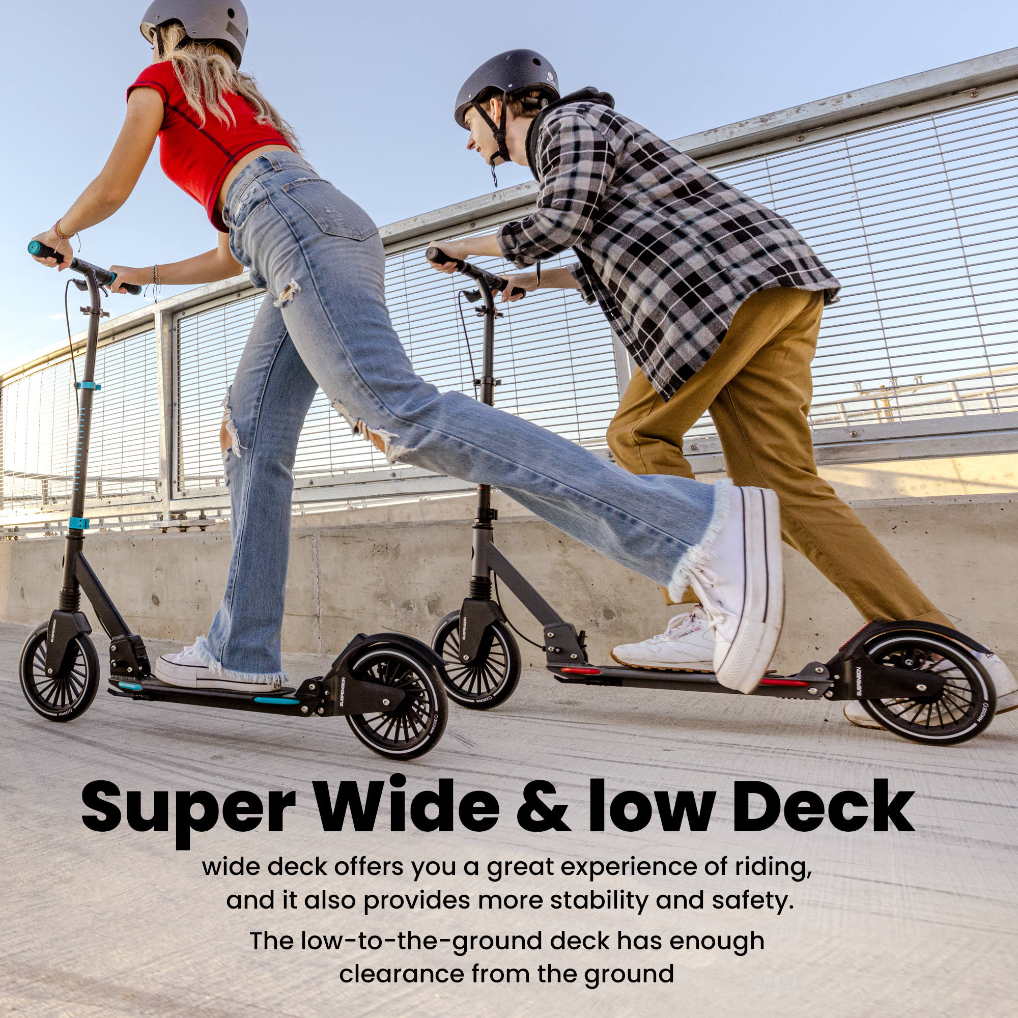 קורקינט AERO DISC EXTREME אפור אדום - מתקפל עם גלגלים גדולים מעצור דיסק ובולמי זעזועים — תמונה 4