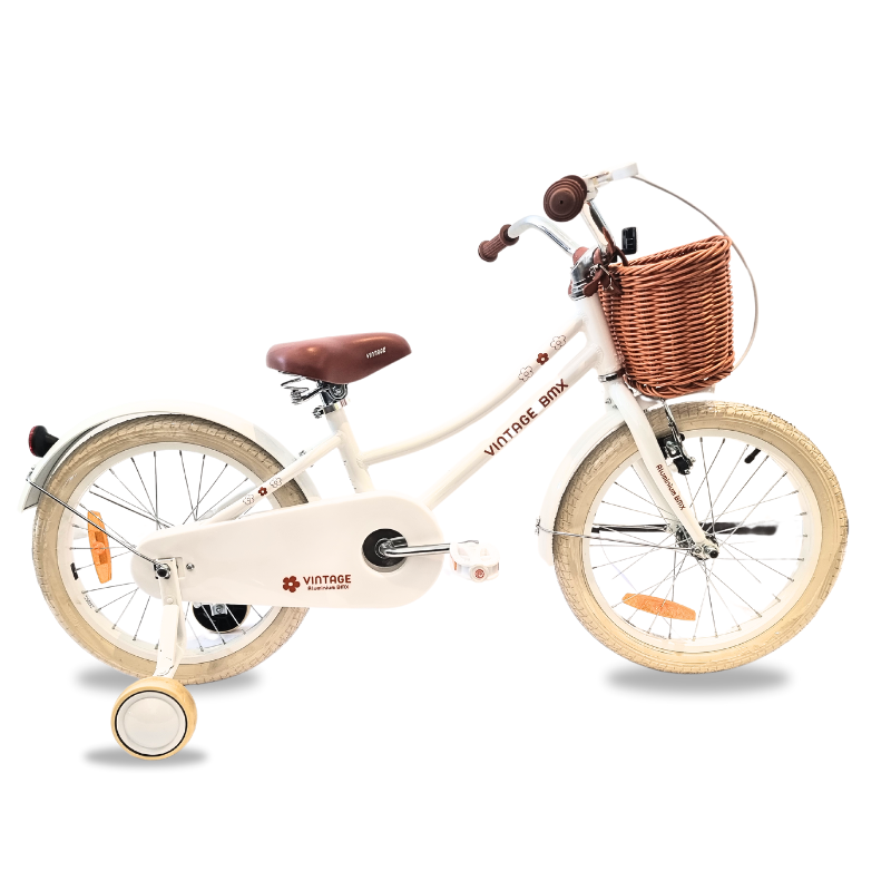 אופני ילדים וינטג' פרימיום BMX קלאסיים מאלומיניום צבע לבן - 14 אינץ'