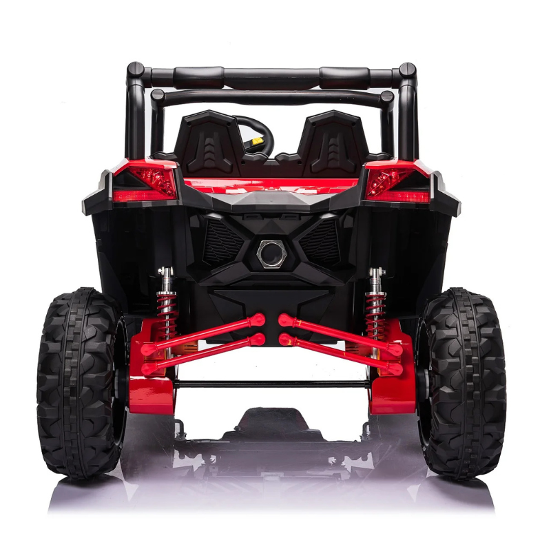 UTV פרימיום - ג’יפ שטח ממונע 4X4 אמיתי לילדים עם ריפודי עור ושלט חכם – 24 וולט אדום — תמונה 3