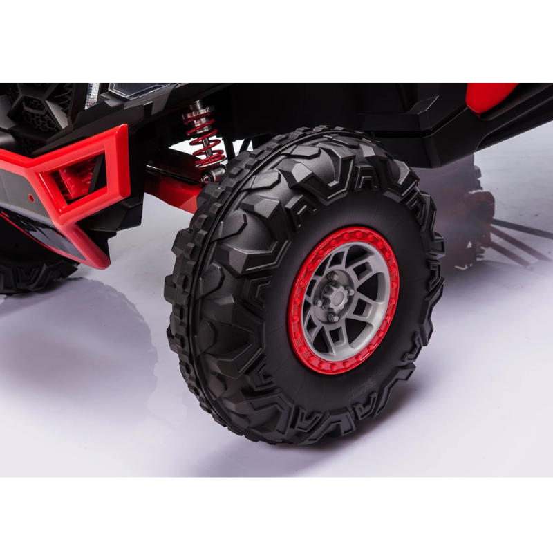 UTV פרימיום - ג’יפ שטח ממונע 4X4 אמיתי לילדים עם ריפודי עור ושלט חכם – 24 וולט אדום — תמונה 5