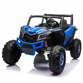 UTV פרימיום – ג’יפ שטח ממונע 4X4 אמיתי לילדים עם ריפודי עור ושלט חכם – 24 וולט כחול