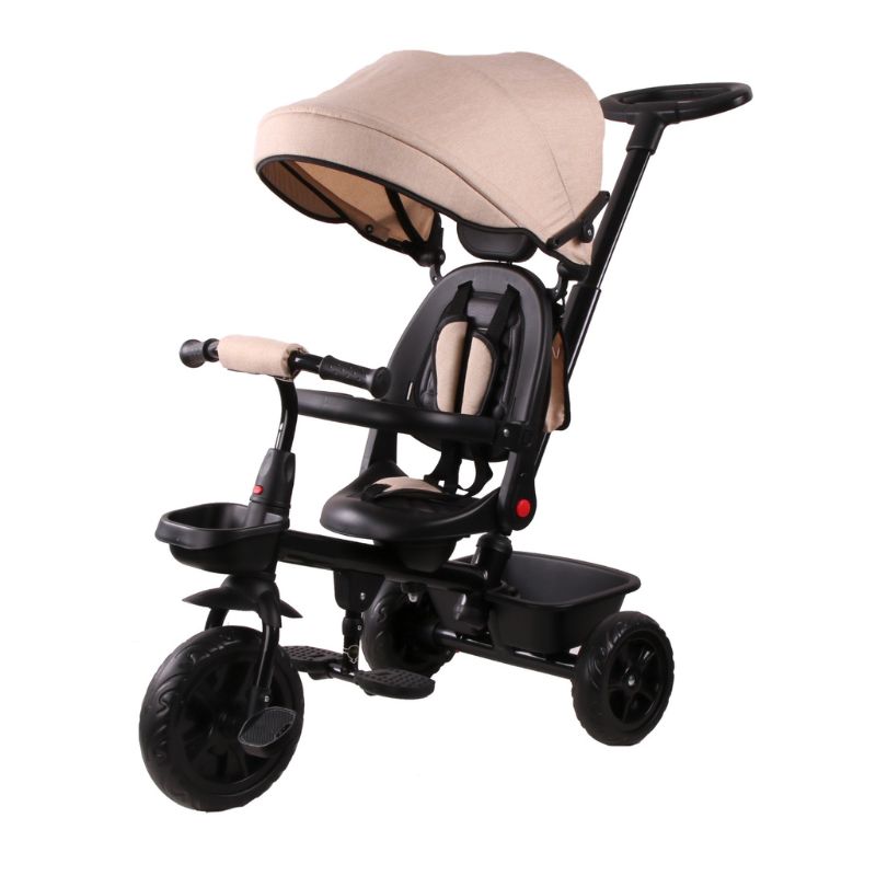 תלת אופן 3 ב-1 בצבע בז' עם כיסא 360 מעלות – TRIFUN