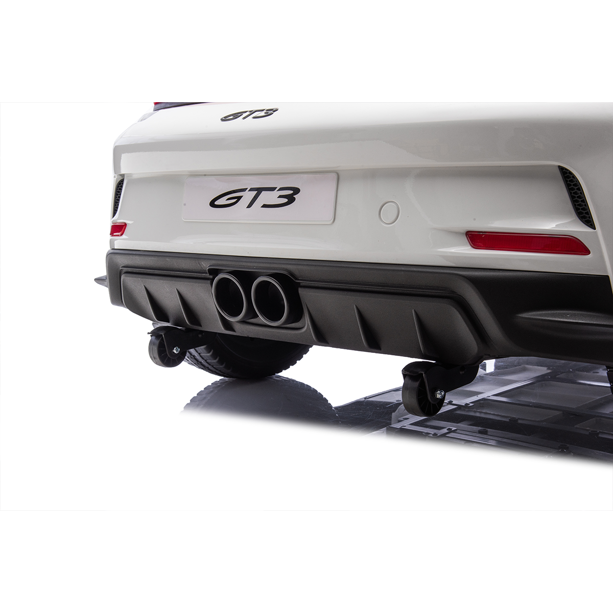 פורשה 911 GT3 ממונע לילדים 2 מושבים 24 וולט עם שלט וגלגלי גומי אמיתיים בצבע לבן — תמונה 4