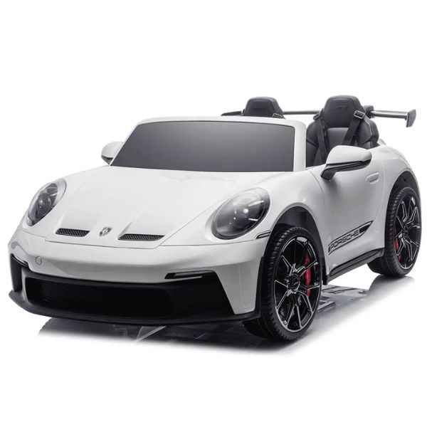פורשה 911 GT3 ממונע לילדים 2 מושבים 24 וולט עם שלט וגלגלי גומי אמיתיים בצבע לבן