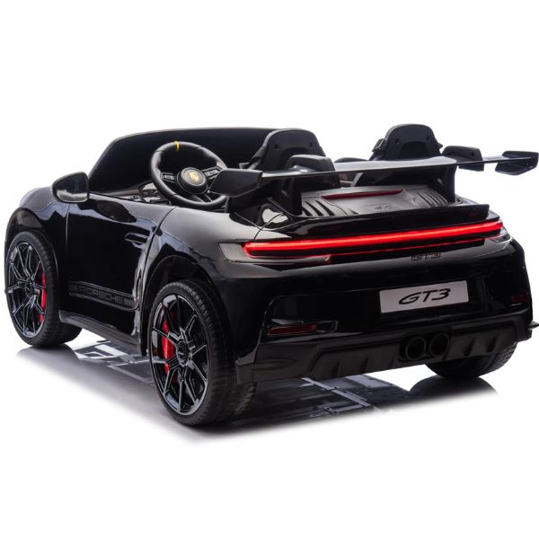 פורשה 911 GT3 ממונע לילדים 2 מושבים 24 וולט עם שלט וגלגלי גומי אמיתיים בצבע שחור — תמונה 6