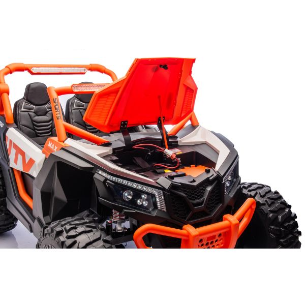 UTV טורבו – ג'יפ שטח ממונע 4X4 אמיתי לילדים עם ריפודי עור ושלט חכם – 24 וולט ורוד — תמונה 6