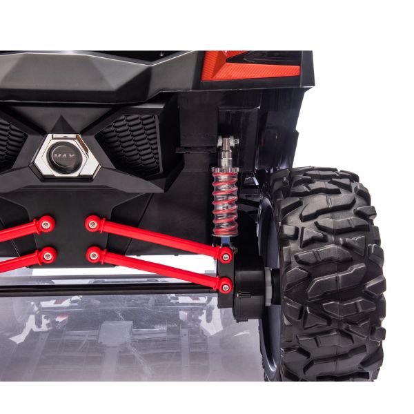 UTV טורבו – ג'יפ שטח ממונע 4X4 אמיתי לילדים עם ריפודי עור ושלט חכם – 24 וולט ורוד — תמונה 5
