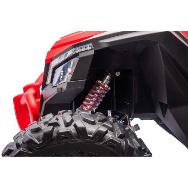UTV טורבו – ג'יפ שטח ממונע 4X4 אמיתי לילדים עם ריפודי עור ושלט חכם – 24 וולט ורוד — תמונה 2