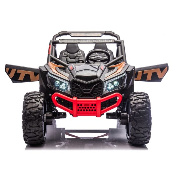 UTV טורבו – ג'יפ שטח ממונע 4X4 אמיתי לילדים עם ריפודי עור ושלט חכם – 24 וולט שחור — תמונה 5