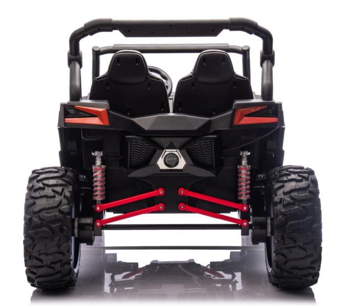 UTV טורבו – ג'יפ שטח ממונע 4X4 אמיתי לילדים עם ריפודי עור ושלט חכם – 24 וולט שחור — תמונה 2