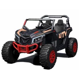 UTV טורבו – ג'יפ שטח ממונע 4X4 אמיתי לילדים עם ריפודי עור ושלט חכם – 24 וולט שחור