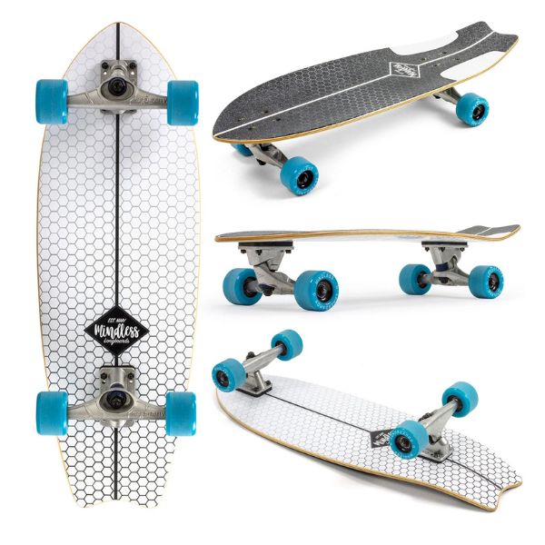 סקייטבורד עץ גלישה מיינדלס פיש טייל לבן MINDLESS SURF SKATE FISH TAIL — תמונה 5