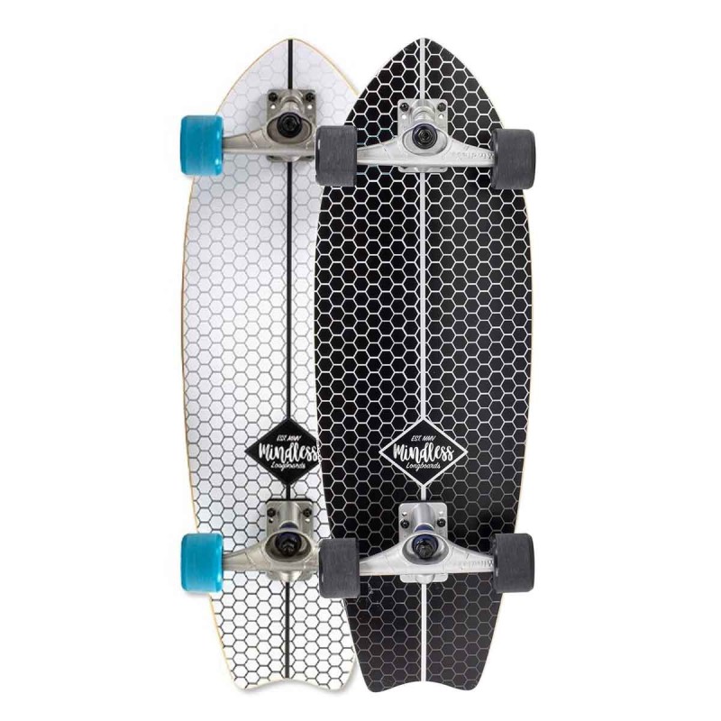 סקייטבורד עץ גלישה מיינדלס פיש טייל לבן MINDLESS SURF SKATE FISH TAIL — תמונה 4
