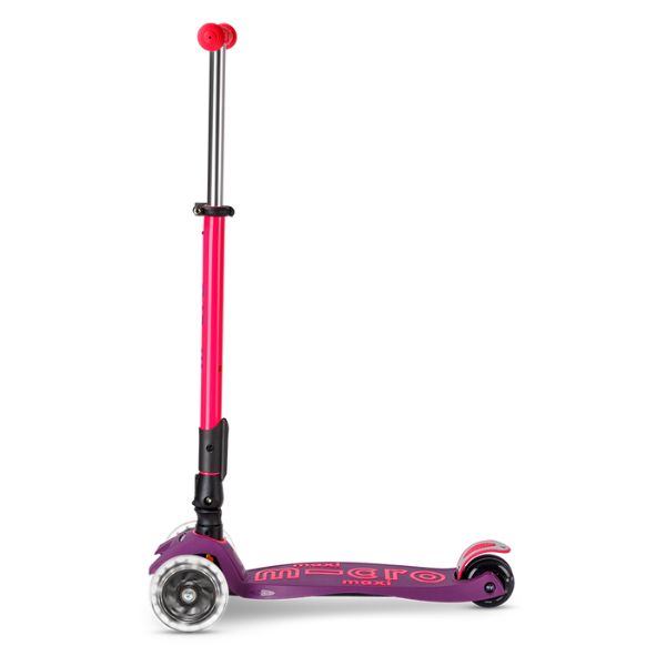 מיקרו מקסי דלוקס מתקפל לד ורוד סגול נאון קורקינט 3 גלגלים MICRO MAXI DELUXE FOLDABLE LED — תמונה 3