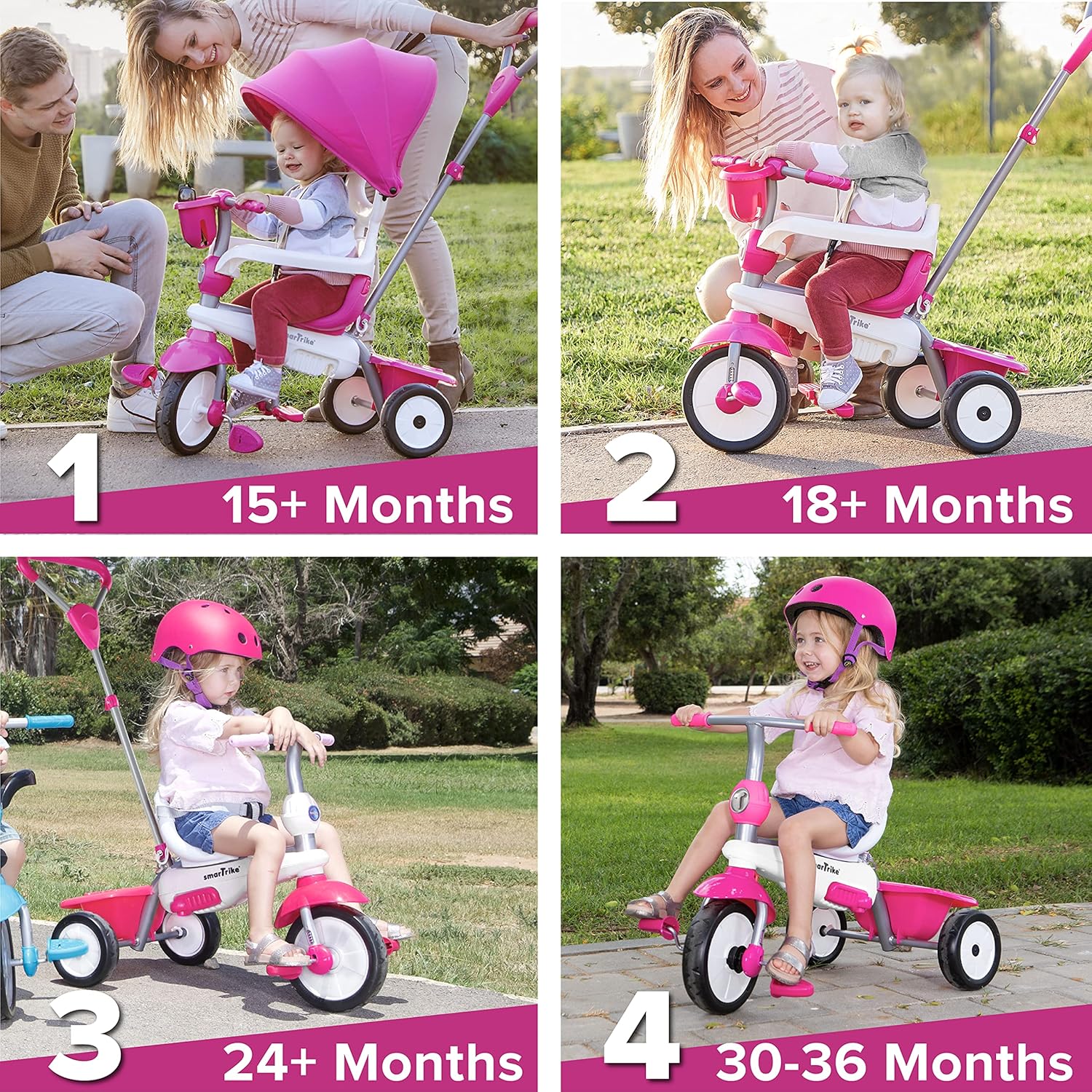 תלת אופן סמארט טרייק 4 ב 1 בריז פלוס ורוד SMART TRIKE — תמונה 2