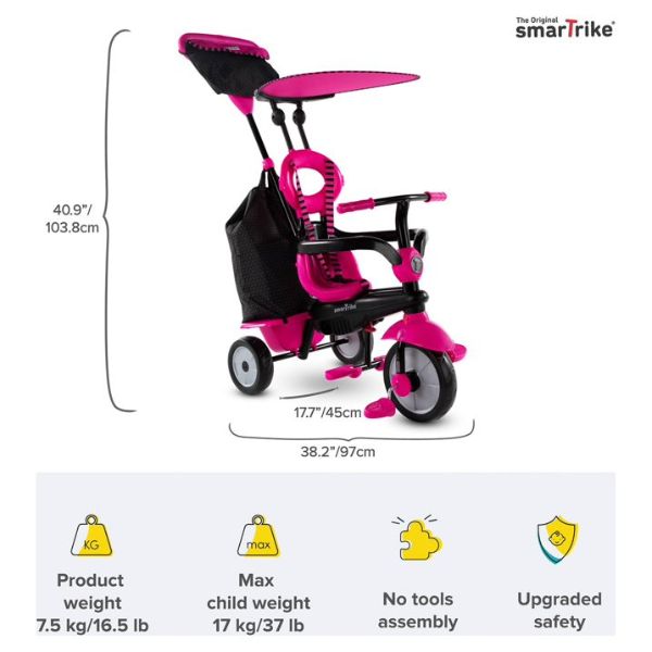 תלת אופן סמארט טרייק 4 ב 1 ונילה פלוס ורוד SMART TRIKE — תמונה 5