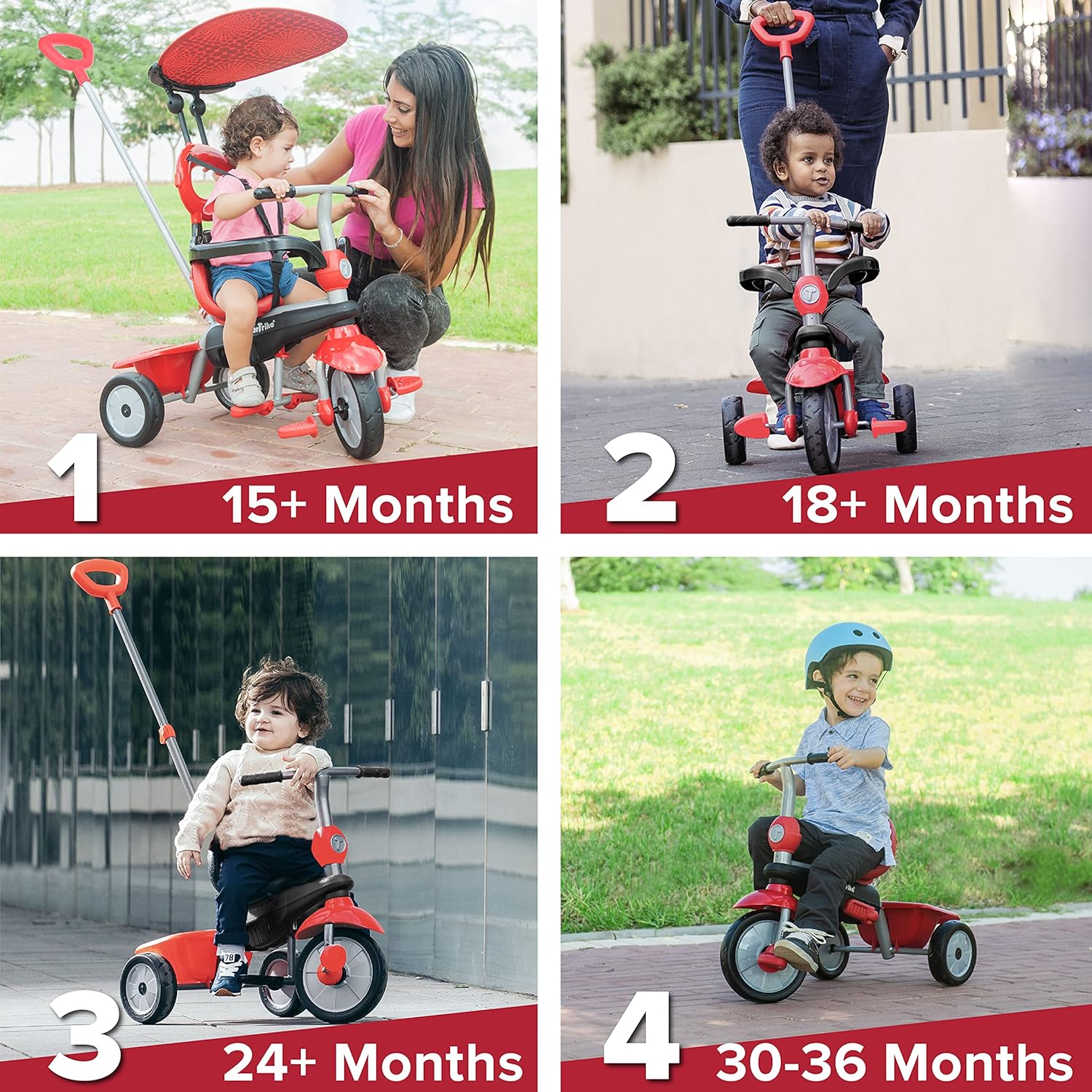 תלת אופן סמארט טרייק 4 ב 1 זום אדום SMART TRIKE — תמונה 6