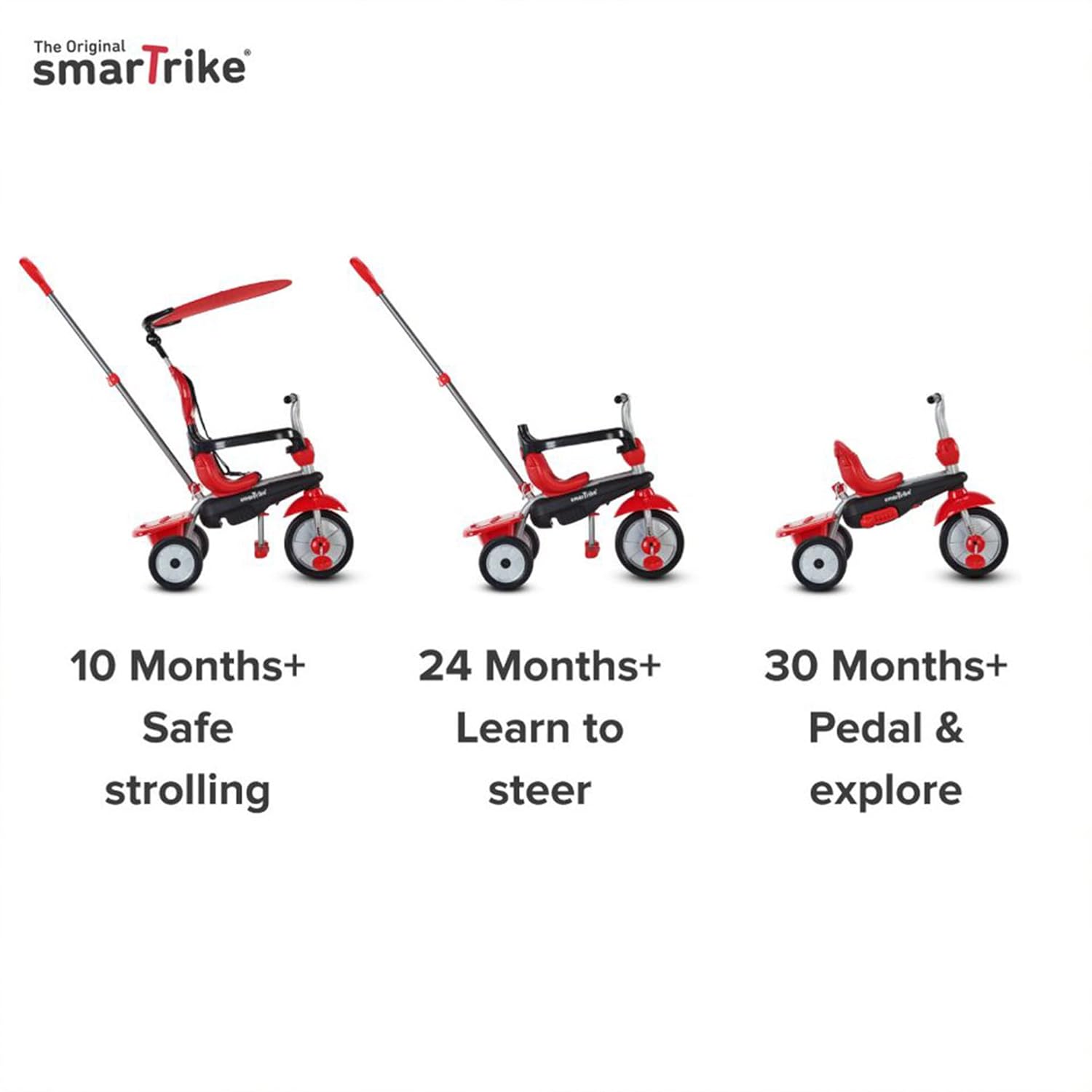 תלת אופן סמארט טרייק 4 ב 1 זום אדום SMART TRIKE — תמונה 2