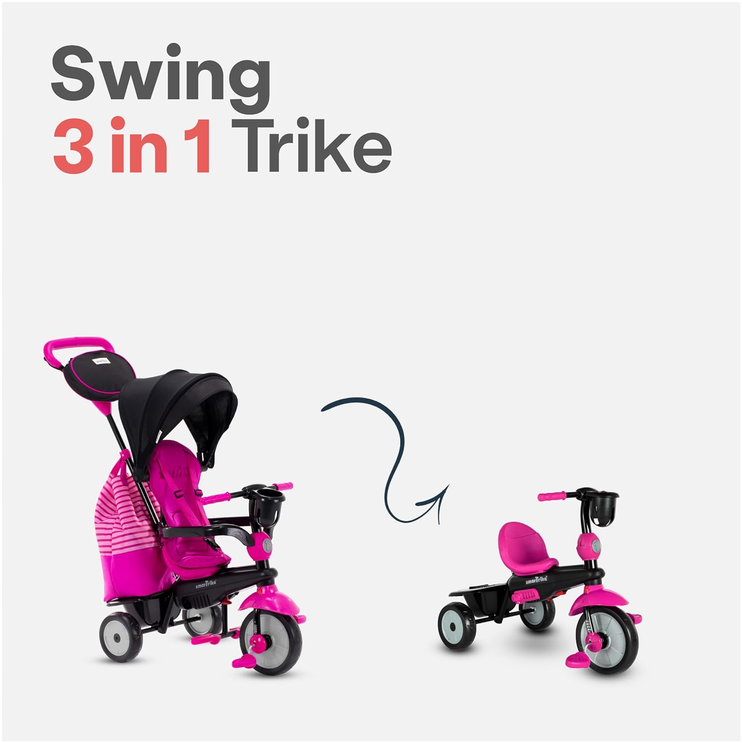 תלת אופן סמארט טרייק 4 ב 1 סווינג דלוקס ורוד — תמונה 4