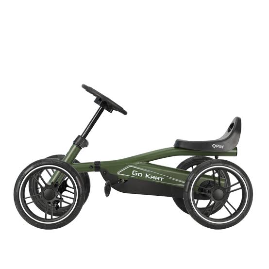 קארטינג QPLAY GO KART לילדים עם פדלים וגלגלי גומי ירוק — תמונה 3